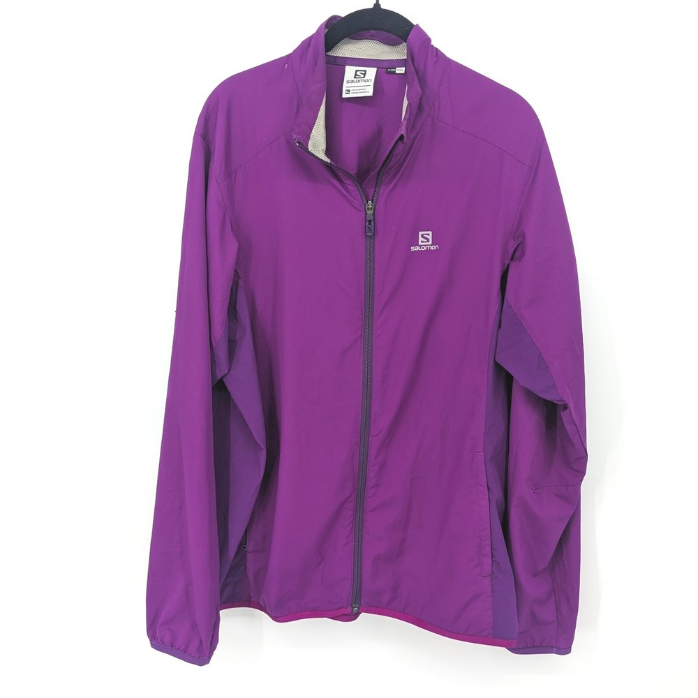 Salomon Clima Wind Jacket Women XL Purple Lightweight Full Zip Athleisure Active
